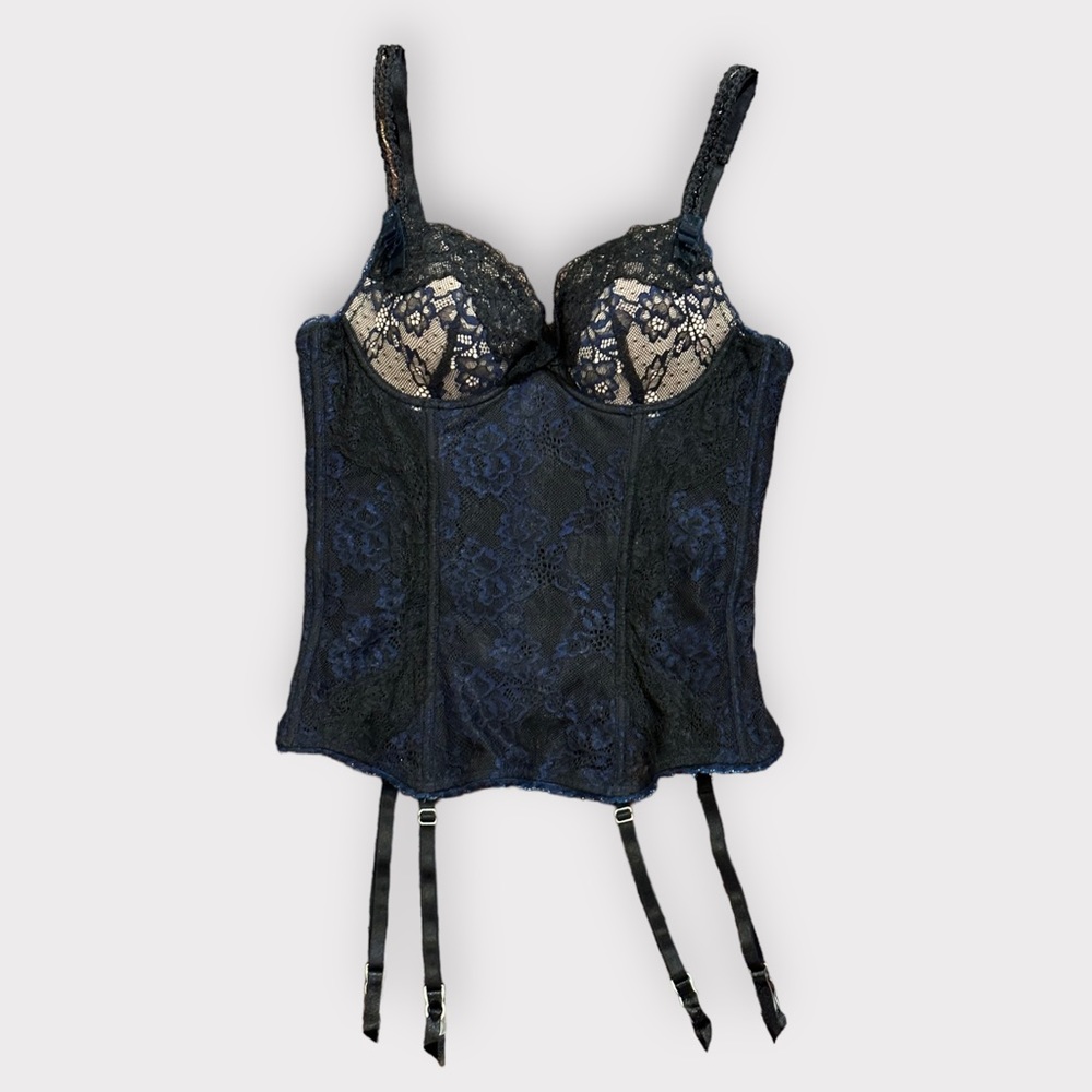 Pleasure State Navy, Lace, Corset Bustier - Picture 4 of 8